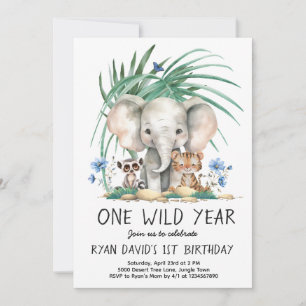 One Wild Year Safari 1st Birthday Invitation