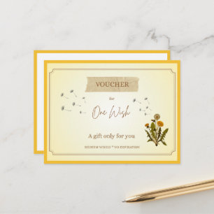'One Wish' Funny Gift Voucher Postcard