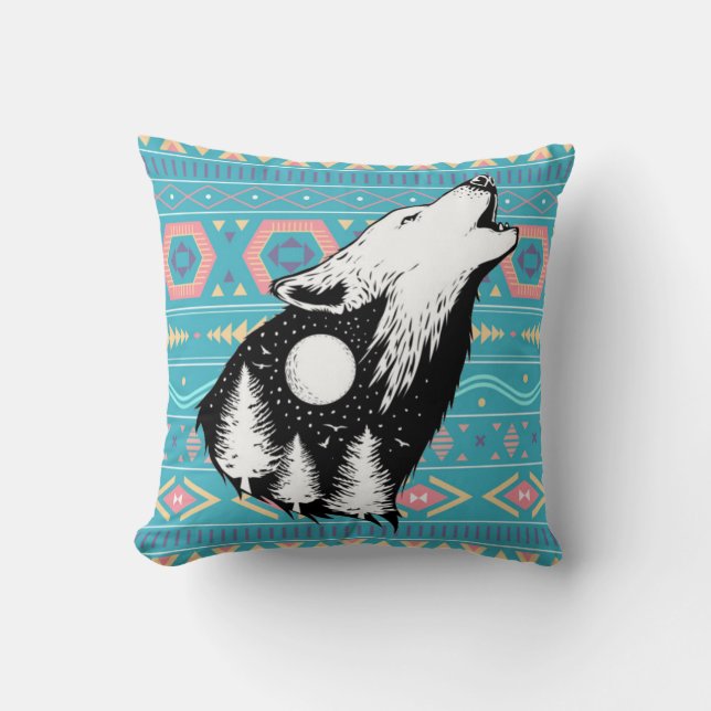 One With Nature Wolf Cushion (Front)
