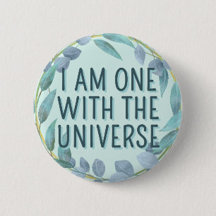One With The Universe Blue Botanical Affirmation 6 Cm Round Badge
