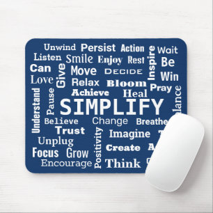 "One Word" Postive Word Cloud On Navy Blue Mouse Pad