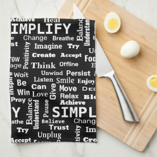 "One Word" Word Cloud On Black Tea Towel
