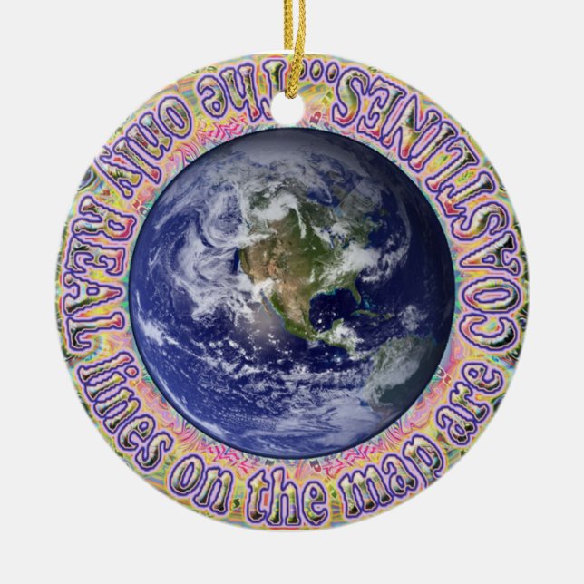 One world. Coastlines Map Ornament (Front)
