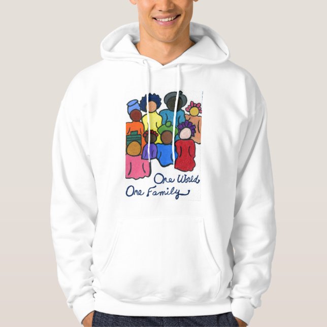 One World, One Family Double-Sided Multicultural Hoodie (Front)