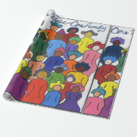 One World, One Family Multicultural Wrapping Paper