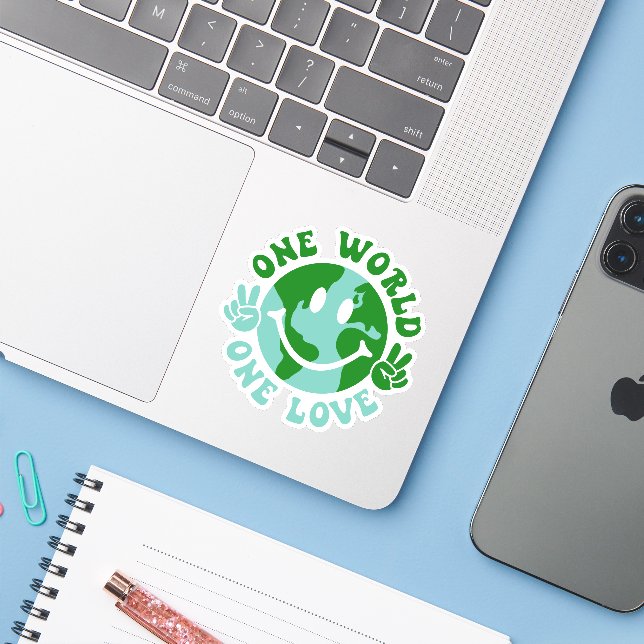 One World One Love Peace On Earth (Laptop w/ iPhone)