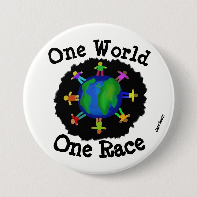 One World, One Race 7.5 Cm Round Badge (Front)
