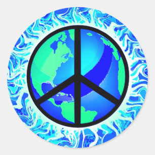 One World Peace Sign Classic Round Sticker
