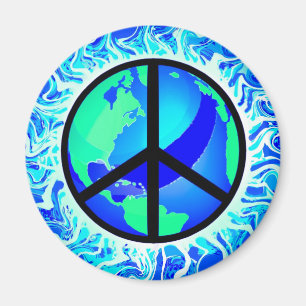 One World Peace Sign Magnet