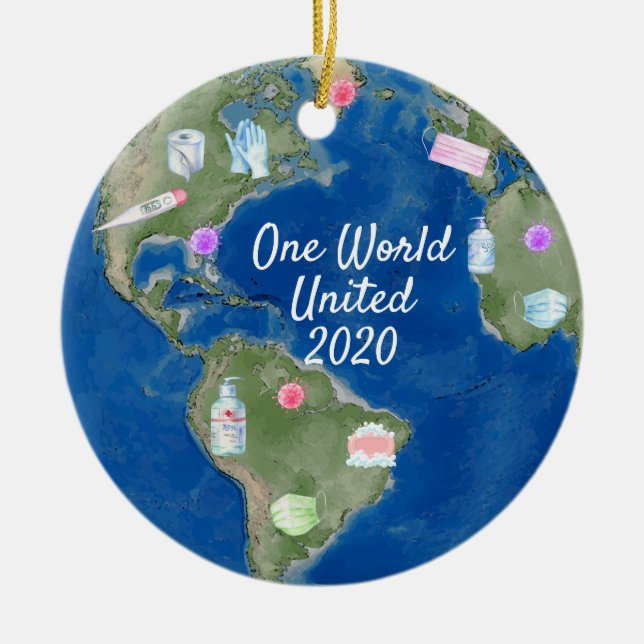 One World United Coronavirus 2020 Covid Ceramic Tree Decoration (Front)