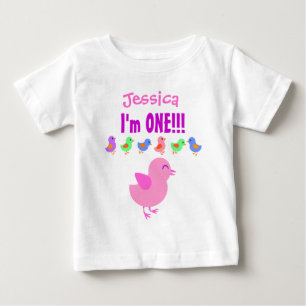 One Year 1st Birthday Cute Little Chicks V05 Baby T-Shirt