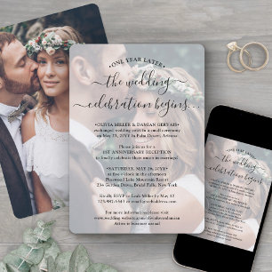 One Year Anniversary Reception 2 Photo Overlay Invitation