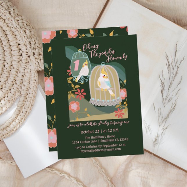 One Year Flew By Little Bird First Birthday Invitation (Creator Uploaded)