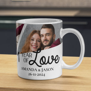 One Year Of Love Multi Photo Collage Anniversary Mug