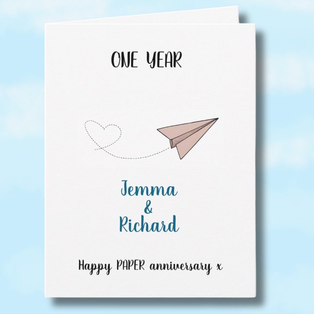 “One Year of Love” Paper Aeroplane 1st Anniversary Card (Creator Uploaded)