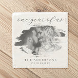 One Year of Us First Wedding Anniversary Stone Coaster<br><div class="desc">Create your own custom photo first wedding anniversary gift. Simple to personalise by adding one of you favourite pictures in a brush stroke shape and your own text.</div>