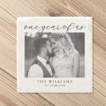 One Year of Us First Wedding Anniversary Stone Coaster<br><div class="desc">Create your own custom photo first wedding anniversary gift. Simple to personalise by adding one of you favourite pictures and your own text.</div>