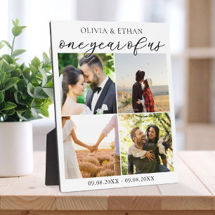 One Year of Us Photo Collage Wedding Anniversary Plaque