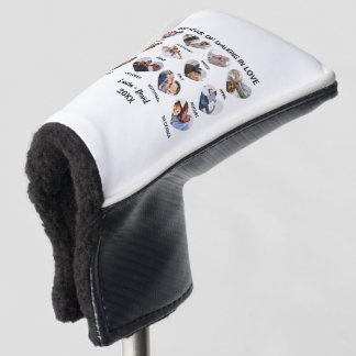 One Year of Walking in Love 12 Heart Photo Collage Golf Head Cover