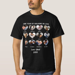 One Year of Walking in Love 12 Heart Photo Collage T-Shirt