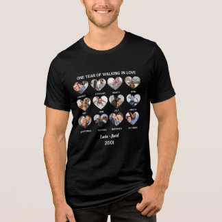 One Year of Walking in Love 12 Heart Photo Collage Tri-Blend Shirt