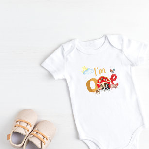 One Year Old Farm Party Outfit Baby Bodysuit