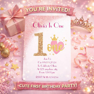 ONE YEAR OLD GIRL BIRTHDAY INVITATION