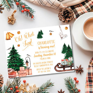 One Year Old Holiday Winter Birthday Invitation