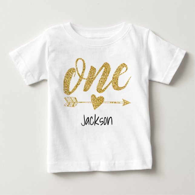 One Year Old Personalised Baby T-Shirt (Front)