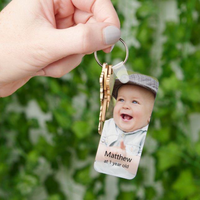 One year old photo memory first birthday souvenir  key ring (Hand)
