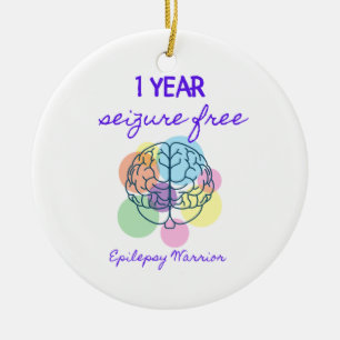 One Year Seizure Free Epilepsy Warrior Ceramic Tree Decoration