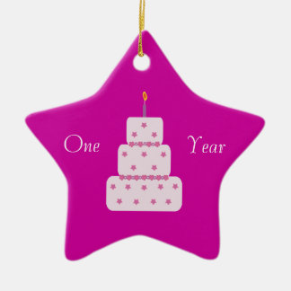 One Year Sobriety Birthday Cake Customisable Pink Ceramic Tree Decoration