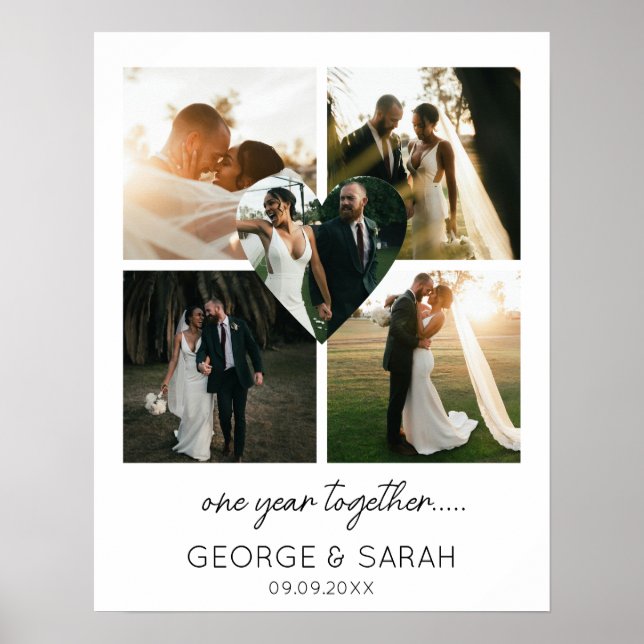 One Year Together Wedding Anniversary  Photo Poster (Front)
