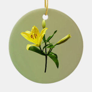 One Yellow Lily Ceramic Tree Decoration