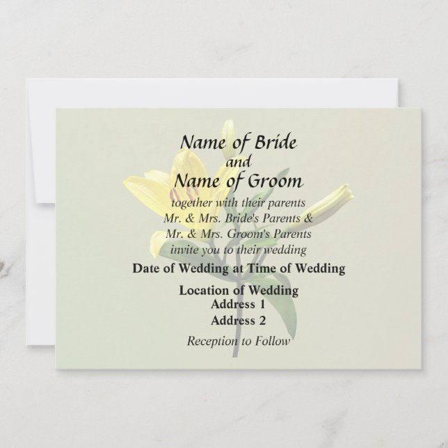  One Yellow Lily Wedding Supplies Invitation (Front)