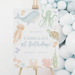Oneder The Sea 1st birthday 18x24" Welcome Sign<br><div class="desc">Oneder The Sea 18x24" Welcome sign. A cute underwater ocean animal themed Baby Shower design with watercolor sea animals - Whale,  Turtle,  Jellyfish,  Octopus,  Fish,  Crabs.. The perfect welcome sign for your little ones first birthday party. Matching items available.</div>