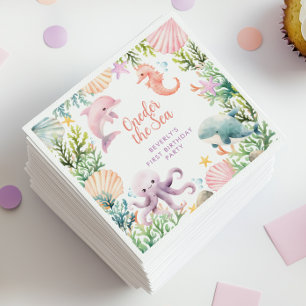 Oneder The Sea 1st Birthday Girl  Napkin
