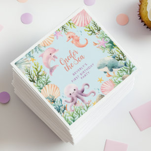 Oneder The Sea 1st Birthday Girl  Napkin