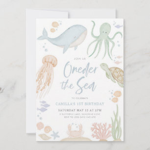 Oneder The Sea 1st Birthday Invitation