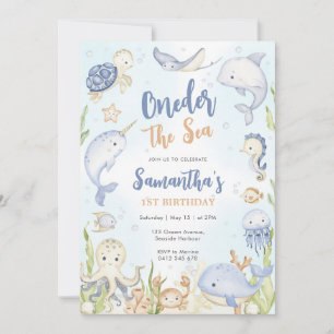 Oneder The Sea 1st Birthday Invitation