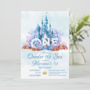 Oneder The Sea 1st Birthday Mermaid Invitation