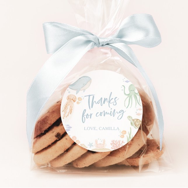 Oneder The Sea 1st Birthday Ocean Animals Classic Round Sticker (Creator Uploaded)