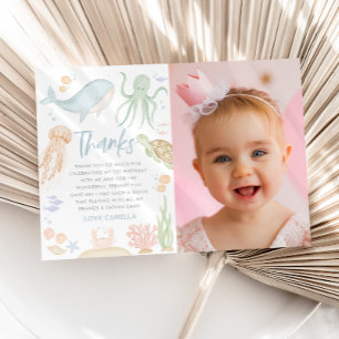 Oneder The Sea 1st Birthday Ocean Thank You Card