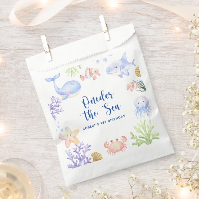 Oneder The Sea 1st Birthday Under The Sea Favour Bags (Clipped)