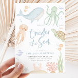 Oneder The Sea 1st Birthday Under The Sea Invitation<br><div class="desc">Oneder The Sea - A cute underwater ocean animal themed 1st Birthday invitation with watercolor sea animals - Whale,  Turtle,  Jellyfish,  Octopus,  Fish,  Crabs. The perfect invitation for your little ones 1st birthday party.</div>
