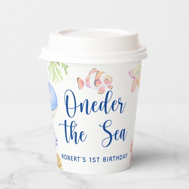 Oneder The Sea 1st Birthday Under The Sea Paper Cups (Left)
