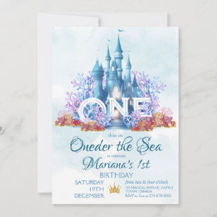 Oneder The Sea 1st Cartoon Birthday Invitation