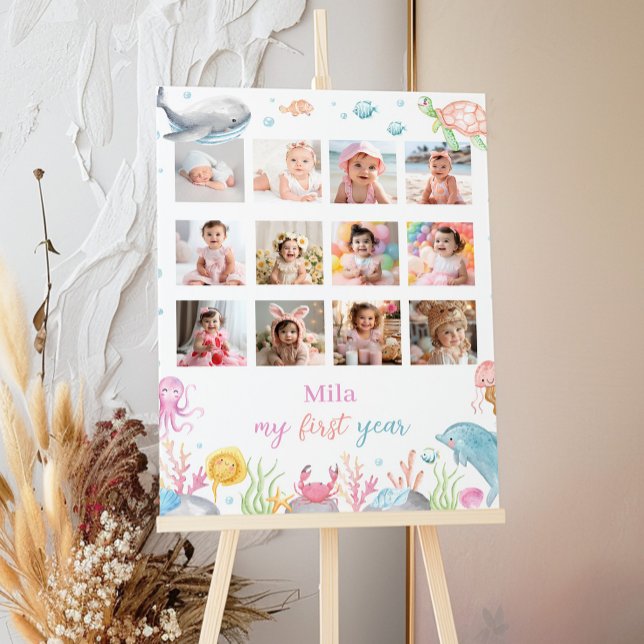 Oneder The Sea Birthday 12 Photo Milestone Poster (Creator Uploaded)