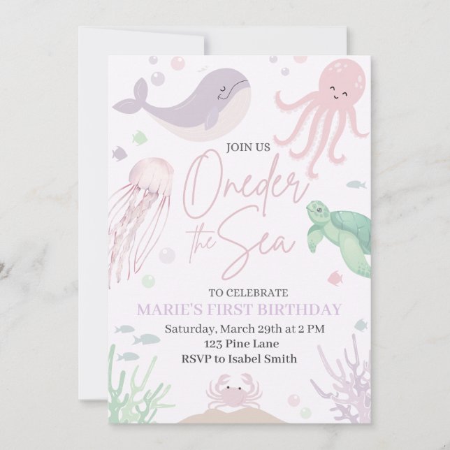 Oneder the Sea Birthday Invitation (Front)