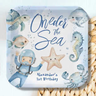 ONEder The Sea! Boy 1st Birthday Birthday Paper Plate